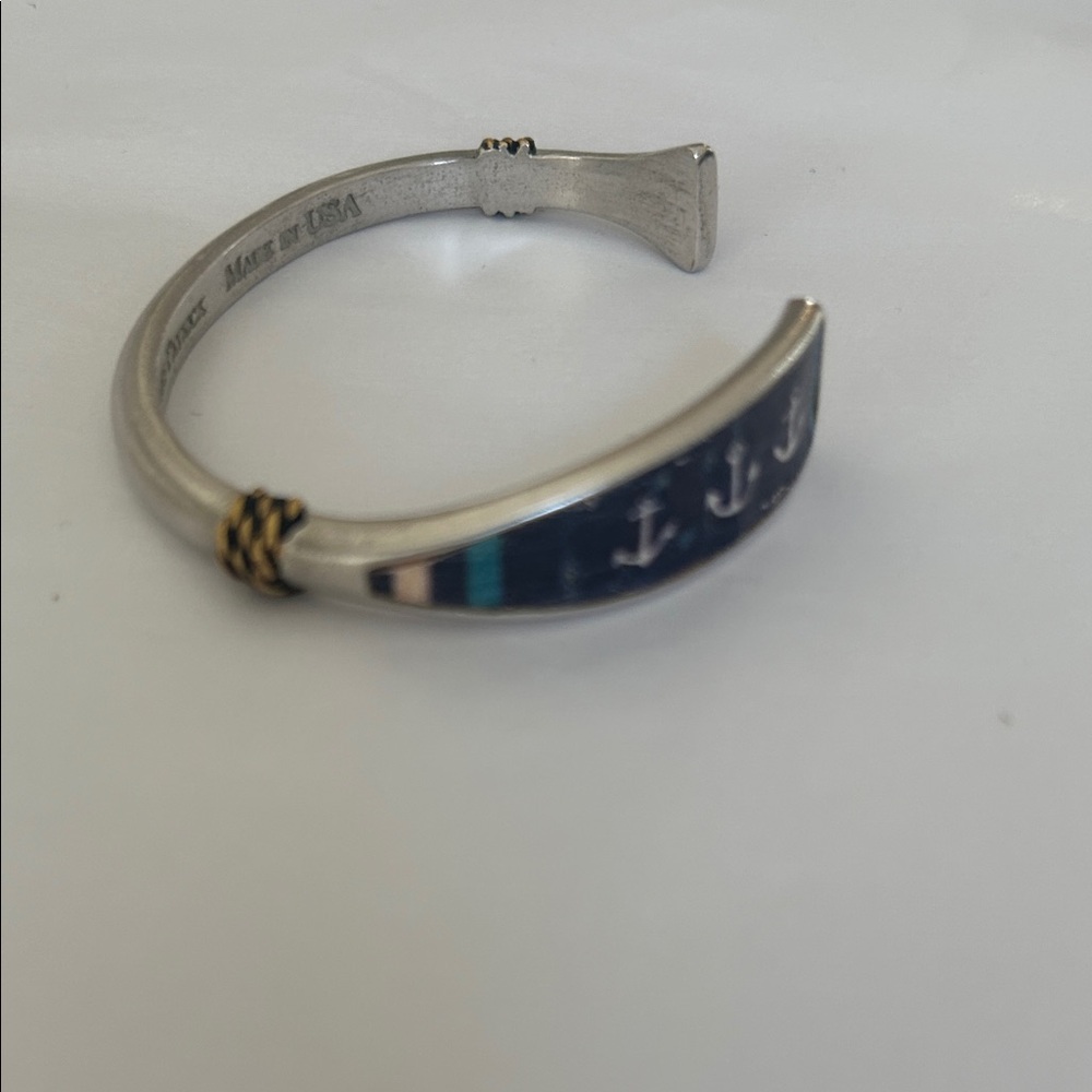 Kiel James Patrick Silver and Blue Oar Anchor Bracelet - Picture 2 of 9